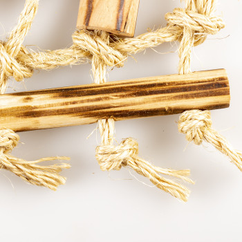 Rede de escalada em sisal e blocos de churrasco bege - 36x26x4cm