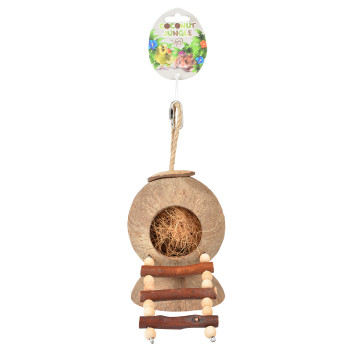 Kokosnoot jungle huis met bruine schaal 31x12x12cm