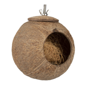 Kokosnoot jungle huis met bruine sluiting 16x12.5x12.5cm