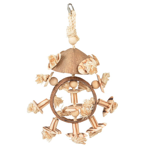 Kokosnoot jungle ring met houten blokken & bruine sisal 38x25,5x13cm