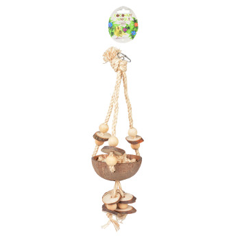 Coconut jungle swing with sisal & brown wooden blocks 46x15x13cm