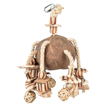 Coconut jungle pendentif boules de saules & blocs en bois brun 35x20x15cm