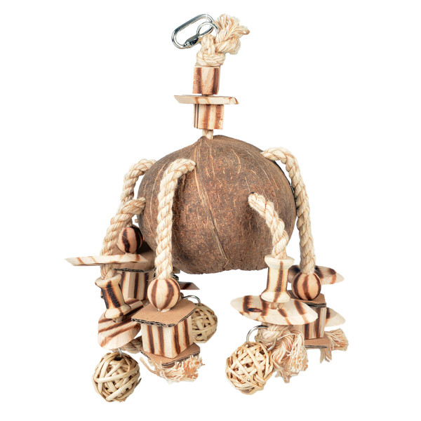 Coconut jungle pendentif boules de saules & blocs en bois brun 35x20x15cm