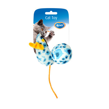 Souris et balle leopard 10x4x4cm - Jouet pour chat
