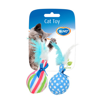 Balls with feathers 14x8x4cm - Cat toy