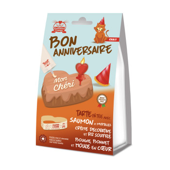 "Happy Birthday" Pie for Cats - Salmon & Blueberry Flavor