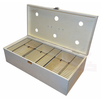 Jaula de transporte de madera de 3 compartimentos - 59,5x29,5x16,5cm