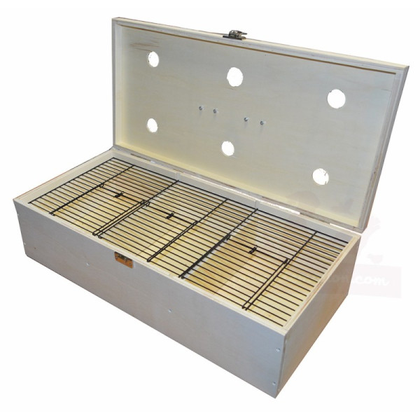 Cage de transport en bois 3 compartiments - 59,5x29,5x16,5cm