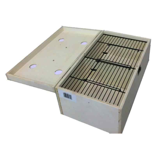 Cage de transport en bois 2 compartiments - 42x24x16,5 cm