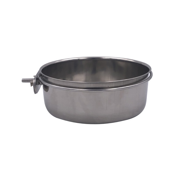 Edelstahl-Futtertrog mit Schraube - 14 cm