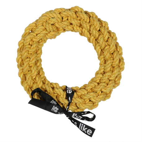Geflochtener Baumwollring für Hunde - Gelb - Da Kette - 18cm Geflochtener Baumwollring für Hunde - Gelb - Da Kette - 18cm