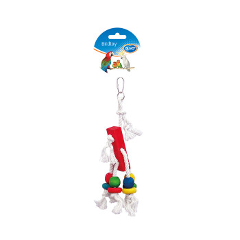 Corde en coton avec blocs en bois colorés - 23cm