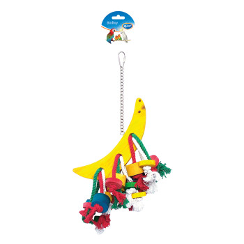 Jouet coloré avec une demi-lune en bois et cordes - 50cm