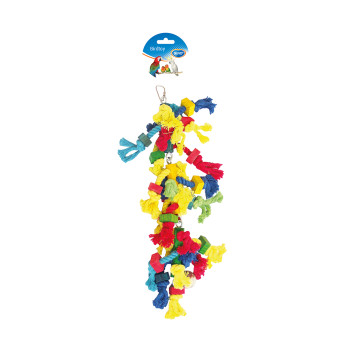 Corde avec noeuds et bois colorés - 38cm