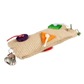 Sisal snack bag with paper, wood, multicolor cloche - 7x10.2x38.1cm