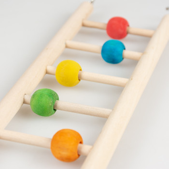 Kleurrijke houten ladder met veelkleurige kralen - 23x7x1.5cm