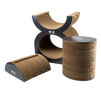 Scratching Post and Playground in brown/black cardboard - Faye - 40x30x46,6cm
