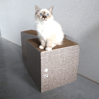 Bloc - Griffoir en carton beige - Freya - S - 30x30x15cm