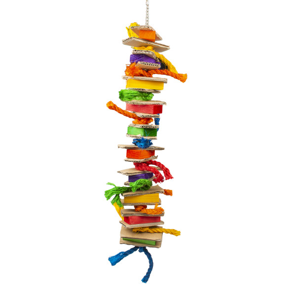 Kleurrijke hanger met houten blokken en karton - 66x12,7x5cm