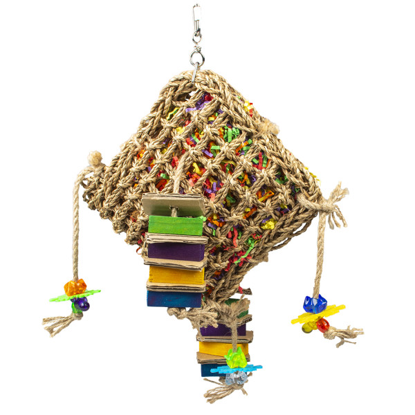 Sac à friandise en jonc de mer multicolore - 43x28x10cm