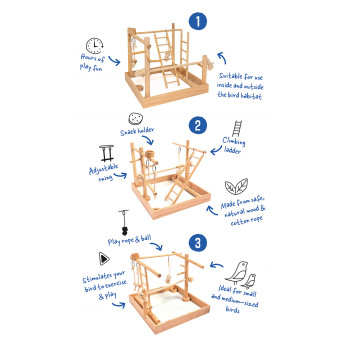 3-in-1 Bird Playground - 38x38x40.5cm