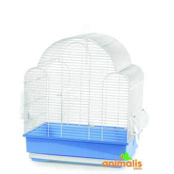 Bird cage "Aurora" white with blue background - 51x35x59cm