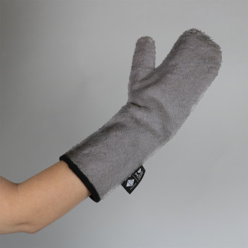 Gant de toilettage en microfibres gris - Amber - 35x17x2cm