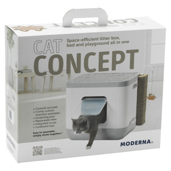Cat toilet house in grey - 48x40x49cm