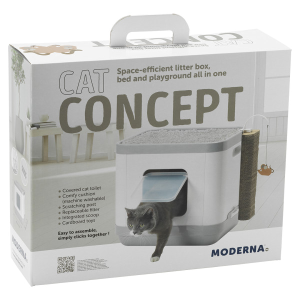 Maison de toilette en gris pour chat - 48x40x49cm