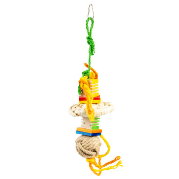 Pendentif en bois et cordes de chanvre multicolore - Groovy