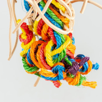 Veelkleurige hanger van leer en sisal - Shreddy