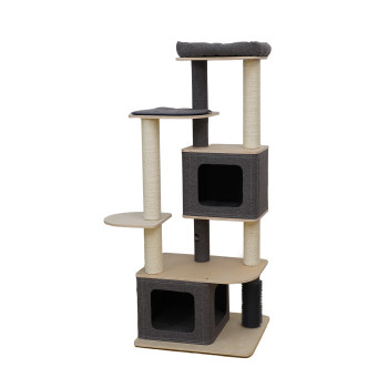 Beige five-storey cat tree...