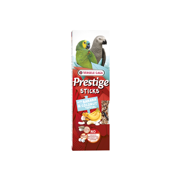 Zaadsticks met banaan & kokos voor grote parkieten en papegaai - 2 stuks