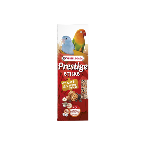Rosinen- und Walnusssamenstäbchen für kleine Papageien - 2 Stück