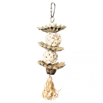 Jouet avec boules étoiles en palmiers pour perruche et perroquet - 25x8x8cm - Back Zoo Nature
