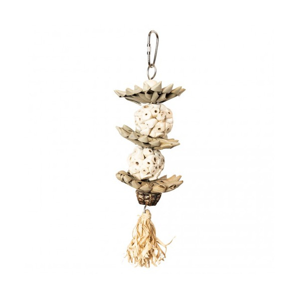 Spielzeug mit Sternbällen aus Palmen für Sittich und Papagei - 25x8x8cm - Zurück Zoo Nature