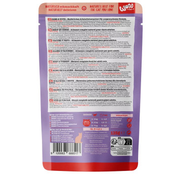 Adulte Bœuf et dinde 125g - Pâtée pour chat - Wow