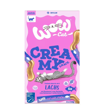 Creamy Snack au saumon 5x15g - Friandises à la crème pour chat - Wow
