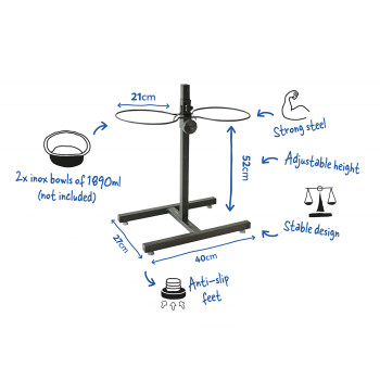 Twin feeder support pied en h noir 1890ml - L - 52CM - 2xØ21cm