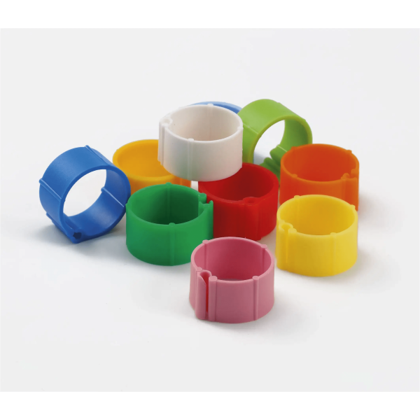 50 anelli in plastica a scatto per piccioni - giallo fluo - 8mm