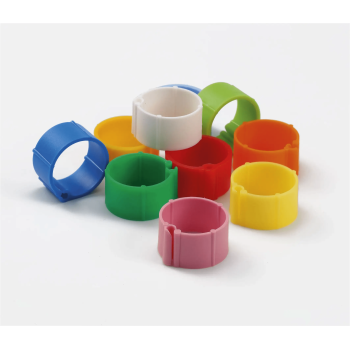 50 plastic click pigeon rings - assorted colours - 8mm