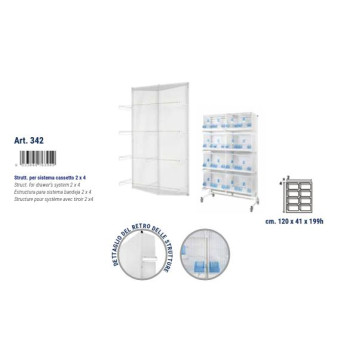 Structure for eight breeding cages of 58cm with drawer - 120 x 41 x 199-210h
