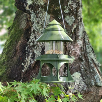 Abreuvoir et mangeoire pour oiseaux sauvages 30cl - Vert olive - Evena