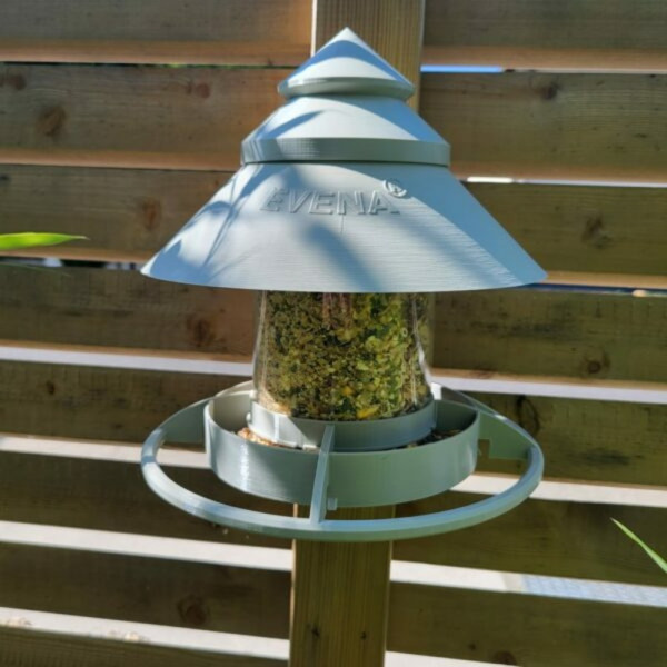 Comedero para Pájaros Silvestres de Pared en Plástico Reciclable 700g - Gris Claro - Evena