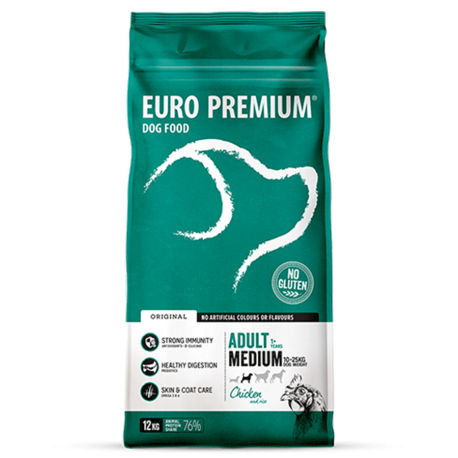 Adult Medium Chicken & Rice 12kg - Crocchette per cani di taglia media - Euro Premium Adult Medium Chicken & Rice 12kg - Crocchette per cani di taglia media - Euro Premium