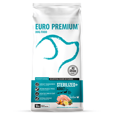 Adult Sterilized+ 10kg - Brokken voor gesteriliseerde honden van middelgrote en grote rassen - Euro Premium Adult Sterilized+ 10kg - Brokken voor gesteriliseerde honden van middelgrote en grote rassen - Euro Premium