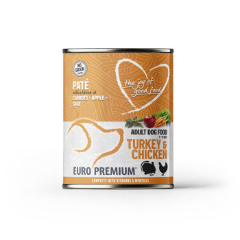 Paté Erwachsener Truthahn & Huhn 400g - Hundefutter mit Huhn und Truthahn - Euro Premium