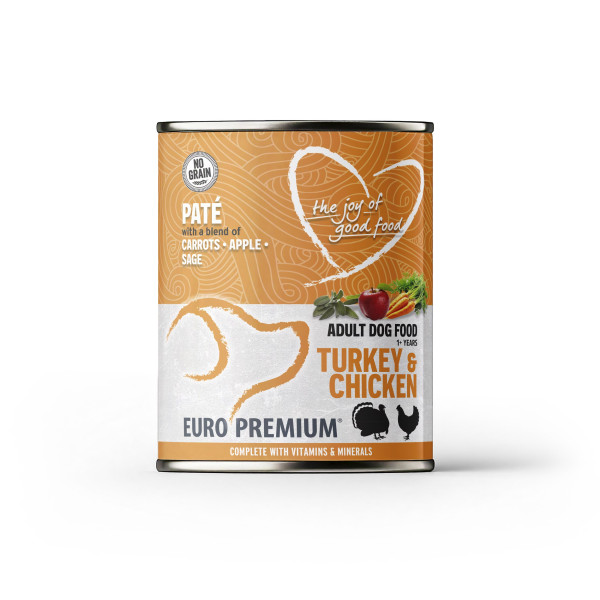 Paté Erwachsener Truthahn & Huhn 400g - Hundefutter mit Huhn und Truthahn - Euro Premium