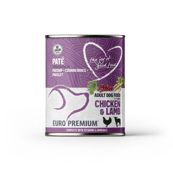 Paté Adulto Pollo y Cordero 400g - Paté para perro con pollo y cordero - Euro Premium