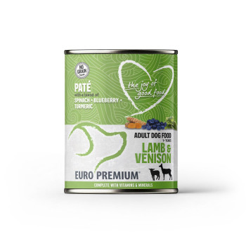 Paté Adulto Cordeiro & Veado 400g - Patê para cão com caça e cordeiro - Euro Premium